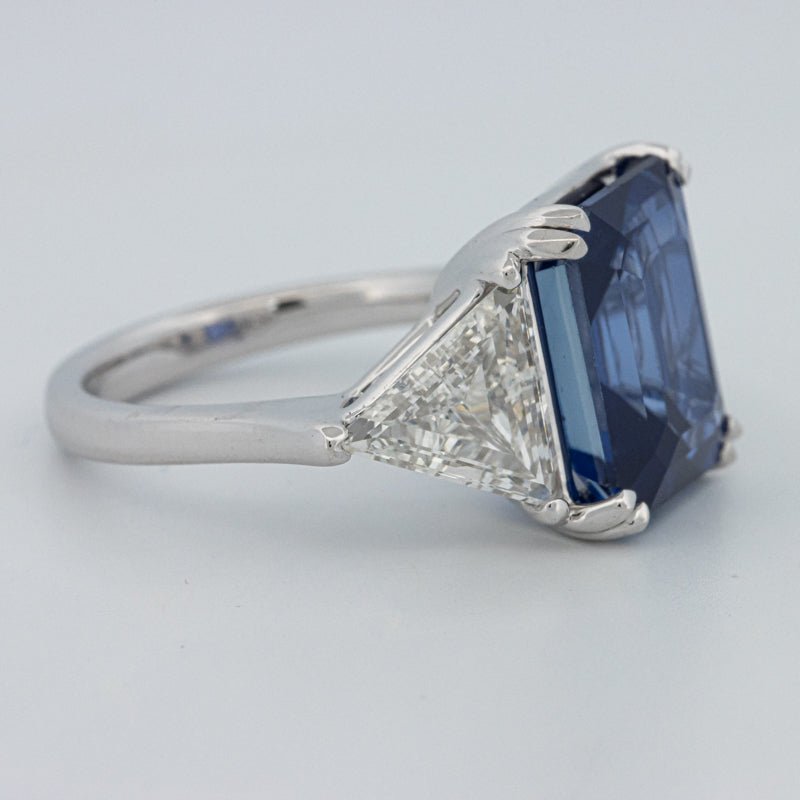 7.60 CT Blue Sapphire Trilogy Ring (LG) - ZIZOV DIAMONDS