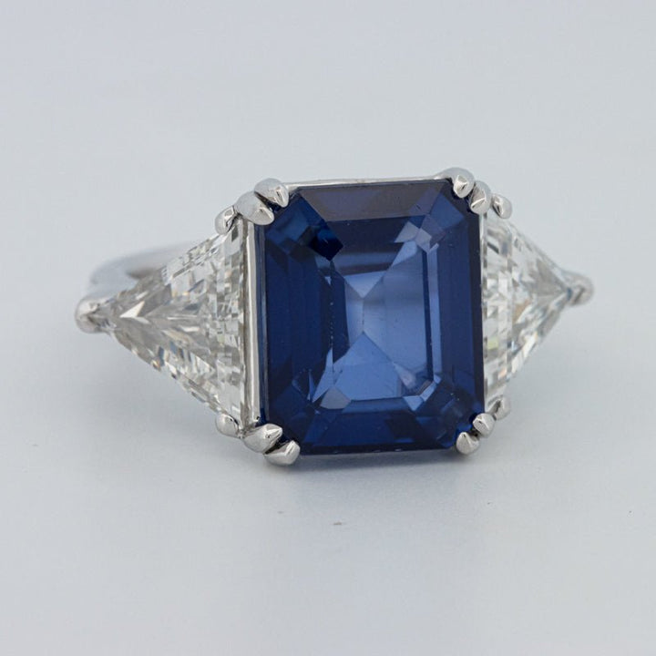 7.60 CT Blue Sapphire Trilogy Ring (LG) - ZIZOV DIAMONDS