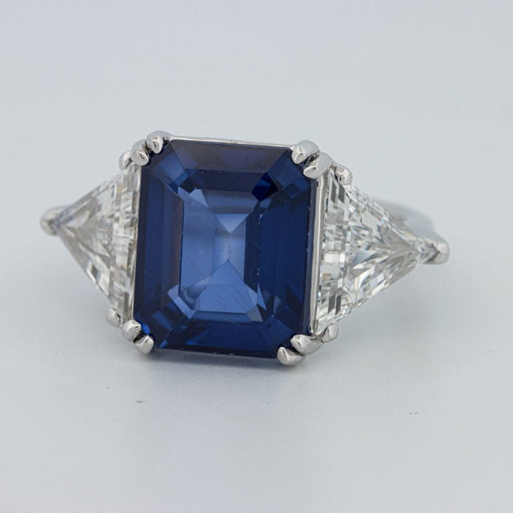 7.60 CT Blue Sapphire Trilogy Ring (LG) - ZIZOV DIAMONDS