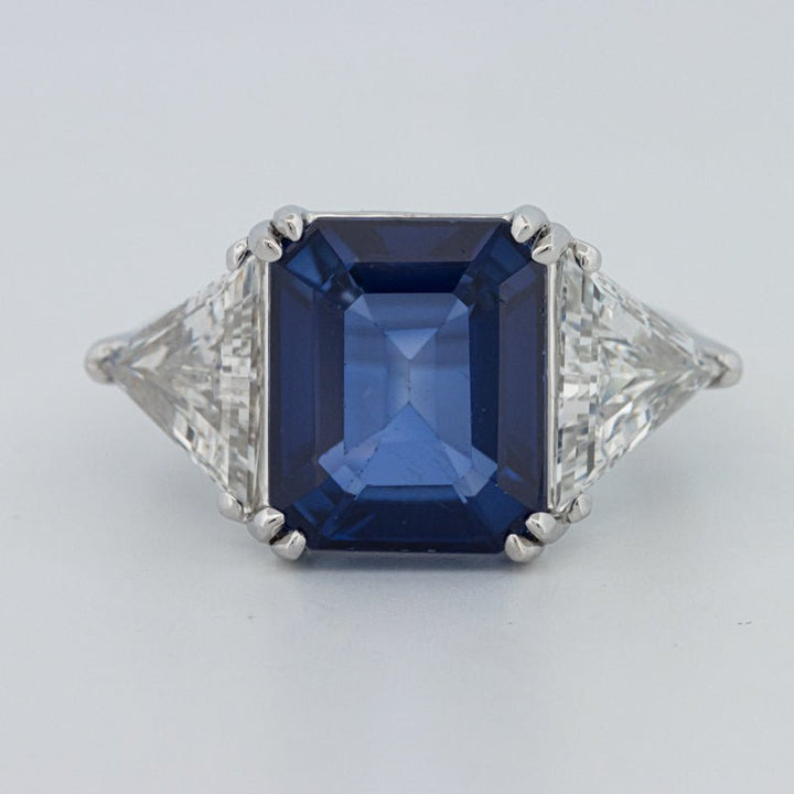 7.60 CT Blue Sapphire Trilogy Ring (LG) - ZIZOV DIAMONDS