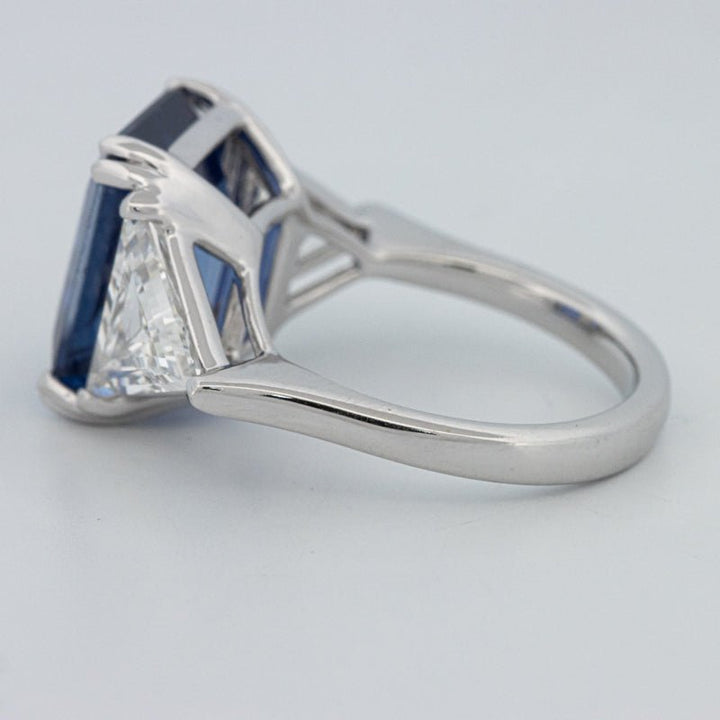 7.60 CT Blue Sapphire Trilogy Ring (LG) - ZIZOV DIAMONDS