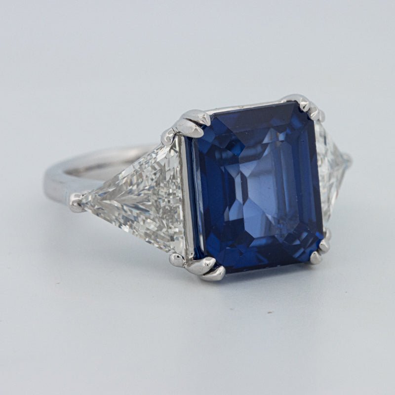 7.60 CT Blue Sapphire Trilogy Ring (LG) - ZIZOV DIAMONDS