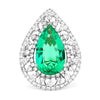 Dubbele Halo peervormige groene smaragd ring