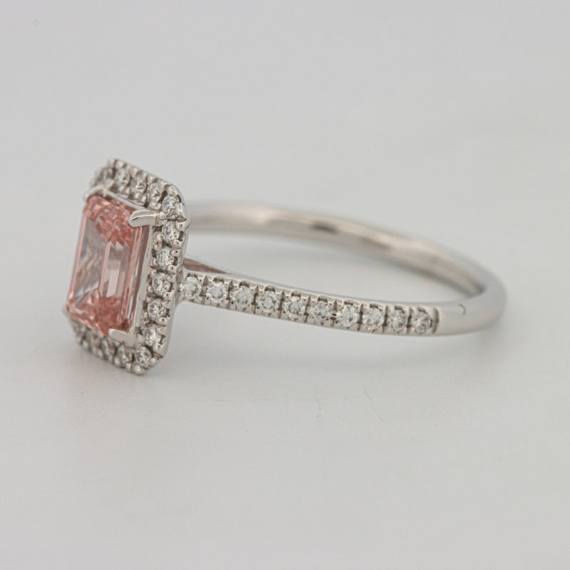 "Pink" Emerald Cut Halo Solitaire (LG)