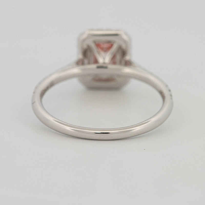 "Pink" Emerald Cut Halo Solitaire (LG)