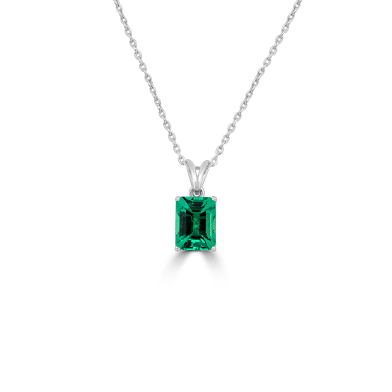 Classic Green Emerald Solitaire Pendant