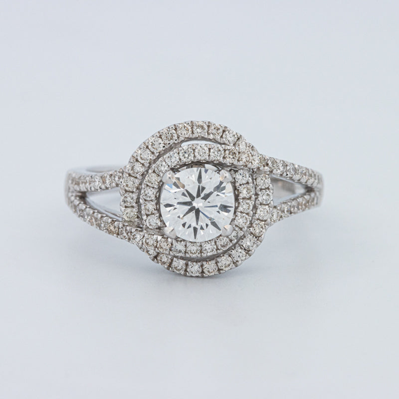 Round Cut Double Halo Pavé Solitaire (LG)