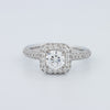 Round Cut Square Halo Pavé Solitaire (LG)