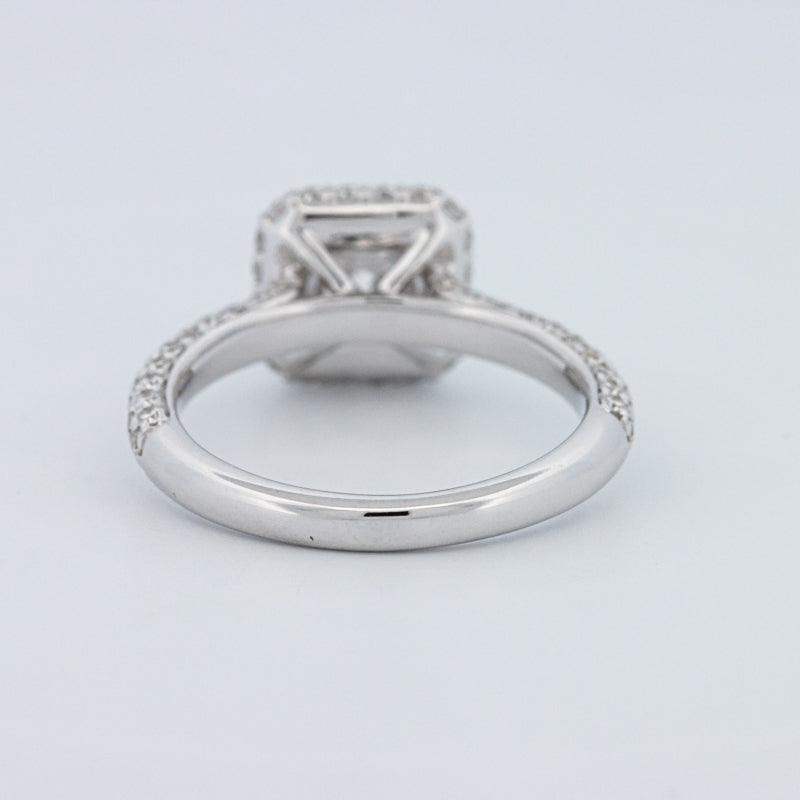 Round Cut Square Halo Pavé Solitaire (LG)