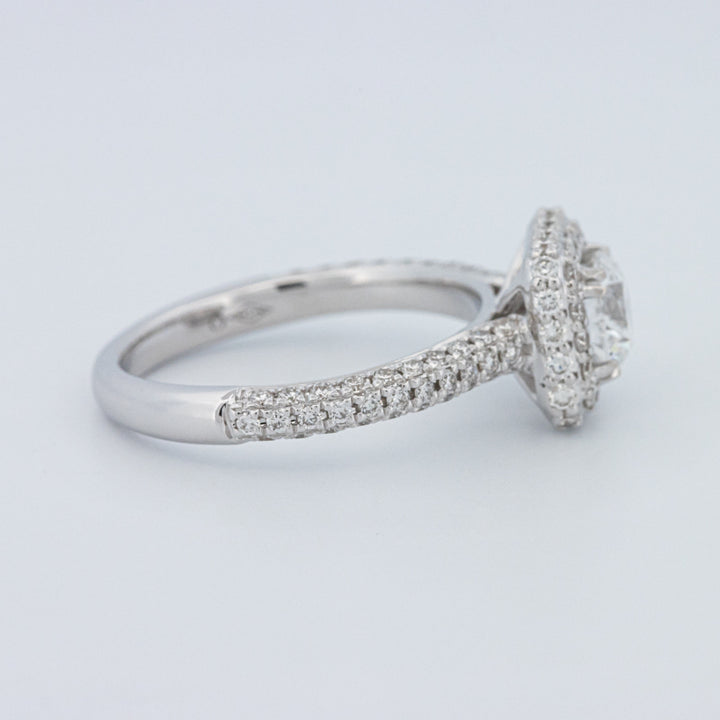 Round Cut Square Halo Pavé Solitaire (LG)