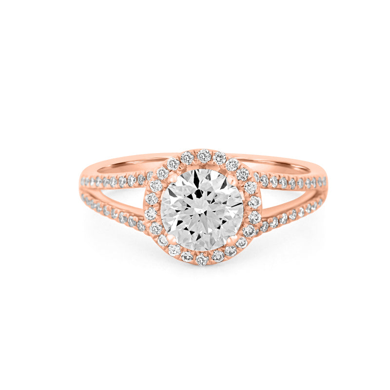 Round Cut Split Band Halo Solitaire (LG)