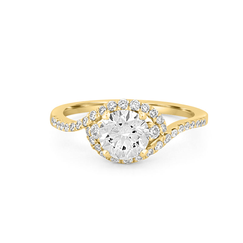 Round Cut Twist Band Pavé Solitaire (LG)