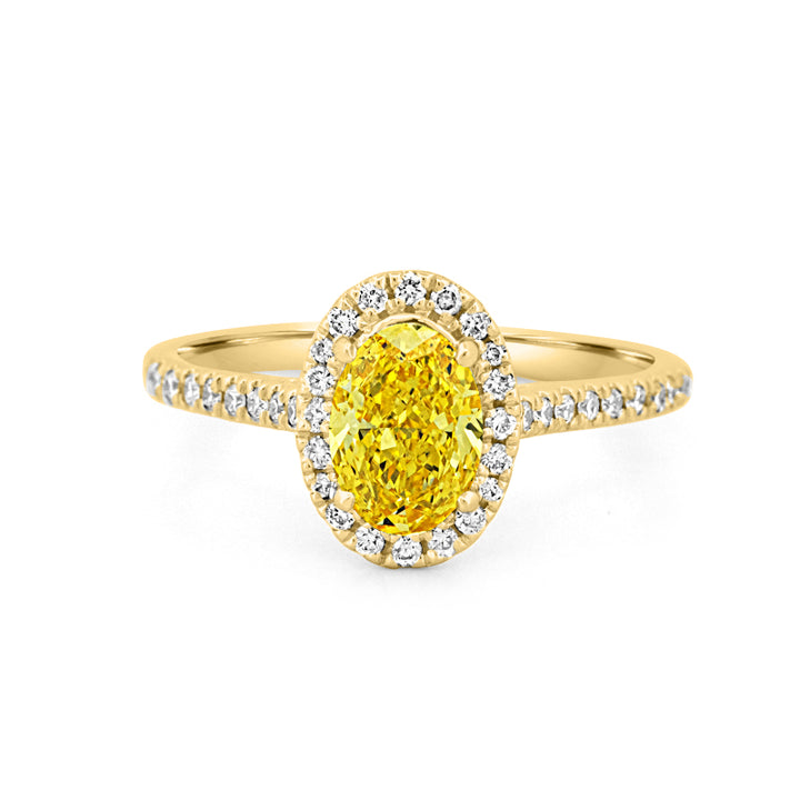 1 CT Fancy Yellow Oval Halo Pavé Solitaire (LG)