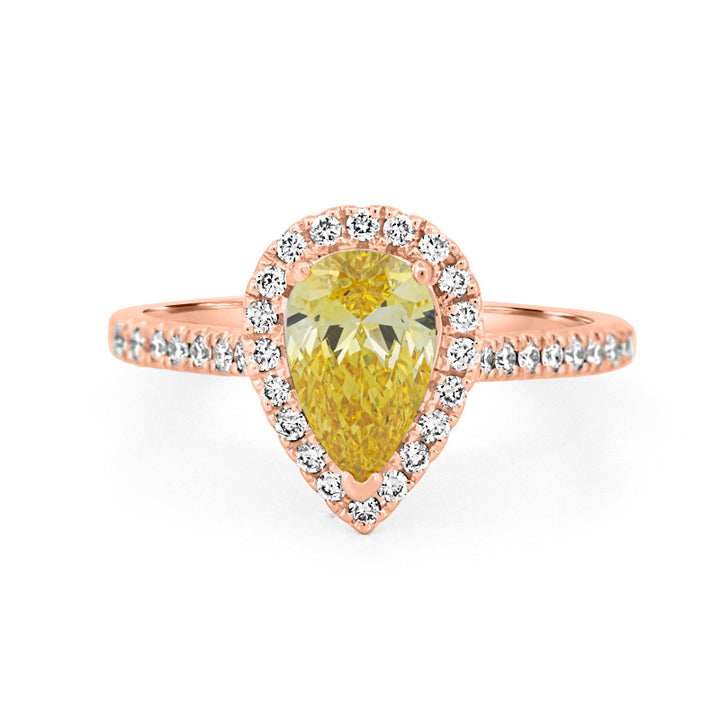 1 CT Fancy Yellow Pear-Shape Halo Pavé Solitaire (LG)
