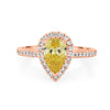 1 CT Fancy Yellow Pear-Shape Halo Pavé Solitaire (LG)
