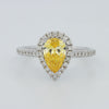 1 CT Fancy Yellow Pear-Shape Halo Pavé Solitaire (LG)