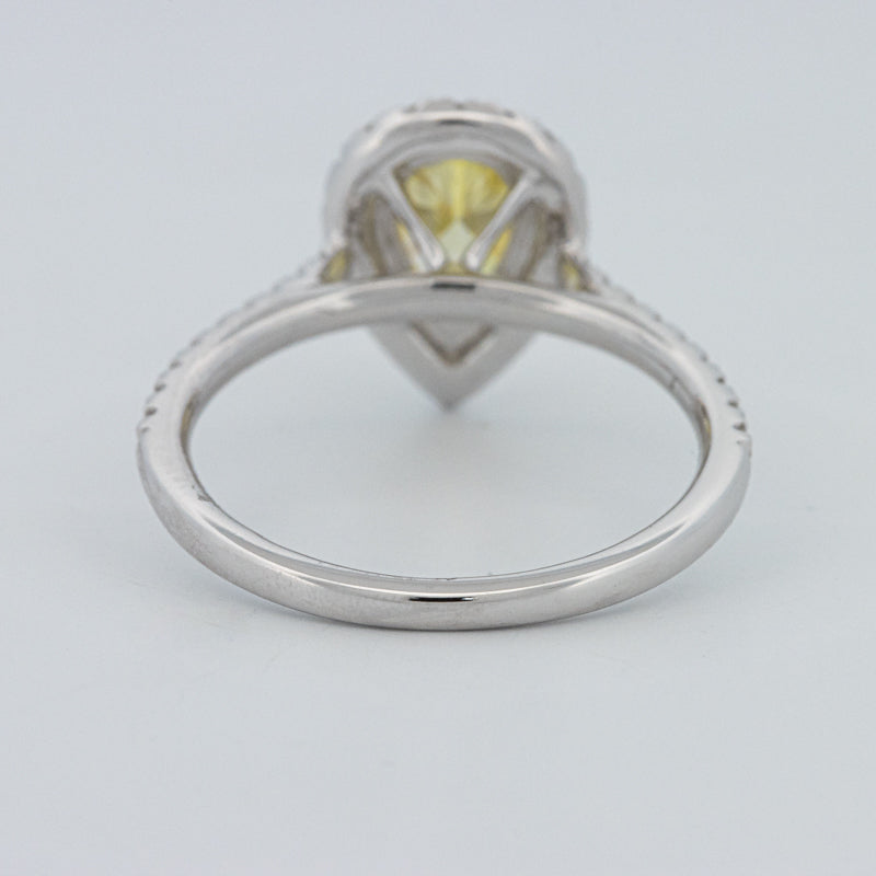 1 CT Fancy Yellow Pear-Shape Halo Pavé Solitaire (LG)