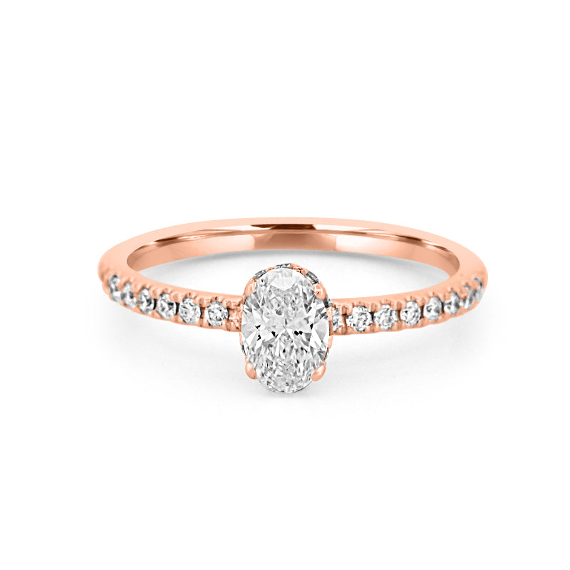 0,50 CT Ovaal Geslepen Under-Halo Pavé Solitaire (LG)