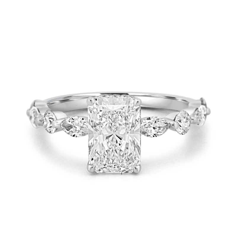 2 CT Radiant Cut Under-Halo pavé Solitaire (LG)