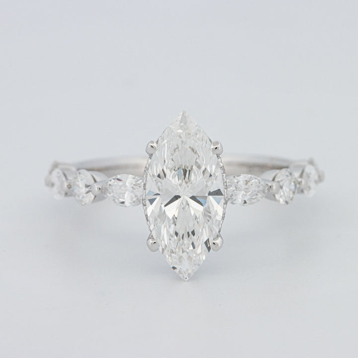 1,57 CT Marquise Cut Under-Halo Pavé Solitaire (LG)