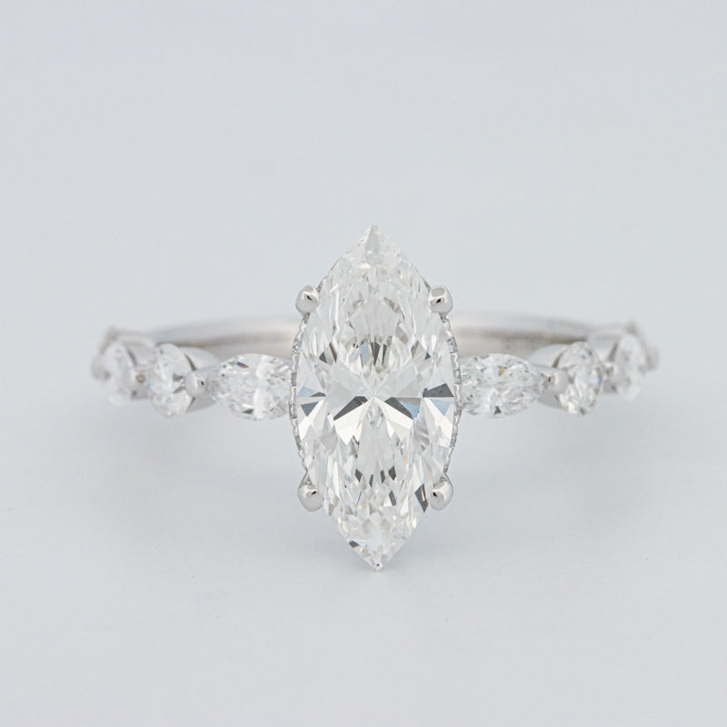 1,57 CT Marquise Cut Under-Halo Pavé Solitaire (LG)