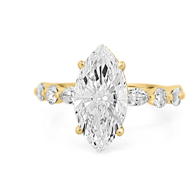 3 CT Marquise Cut Under-Halo Pavé Solitaire (LG)