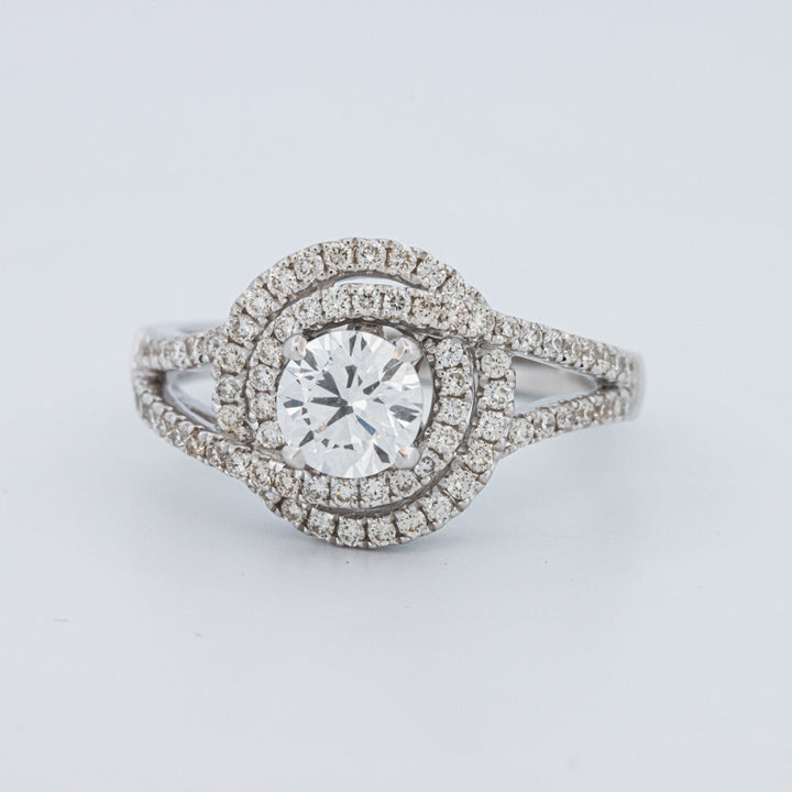 Round Cut Double Halo Pavé Solitaire (LG)