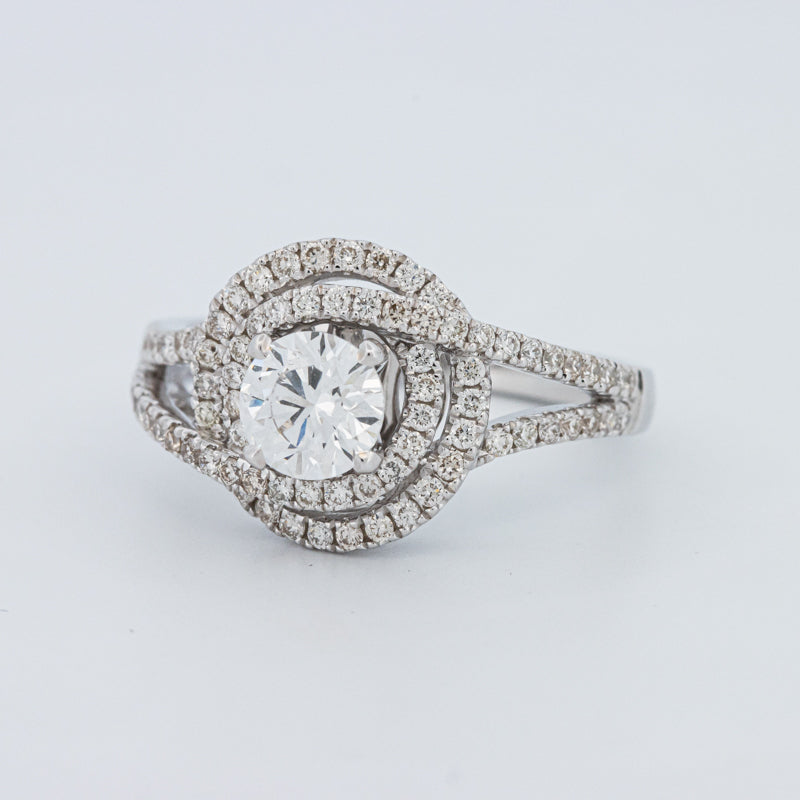 Round Cut Double Halo Pavé Solitaire (LG)