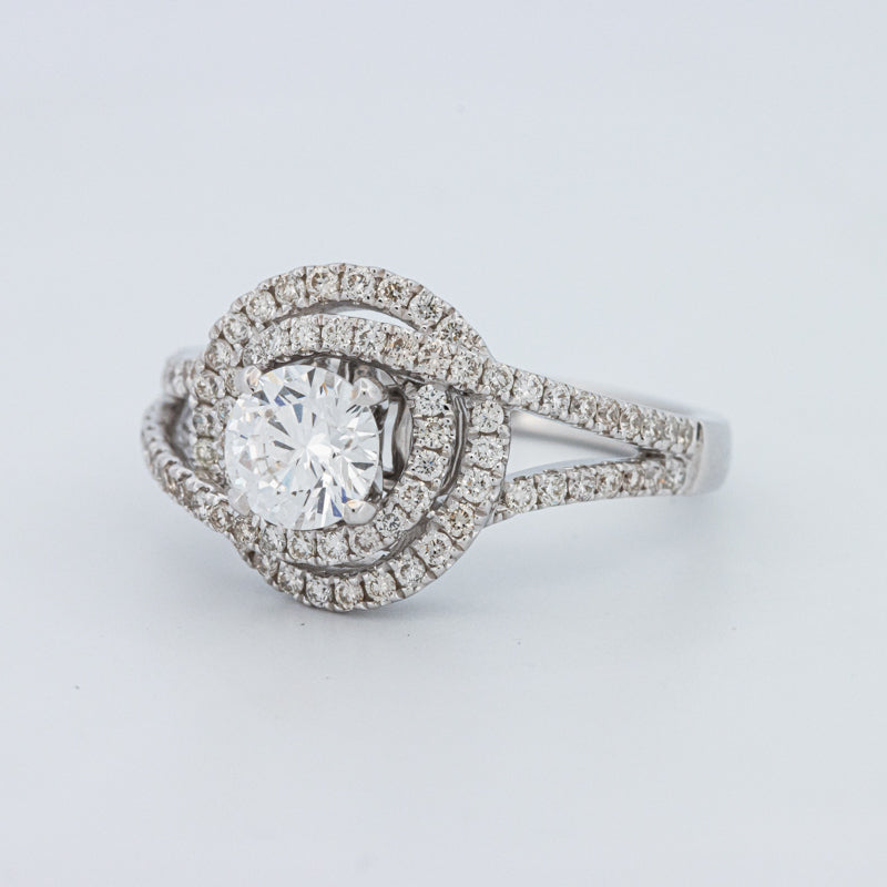 Round Cut Double Halo Pavé Solitaire (LG)