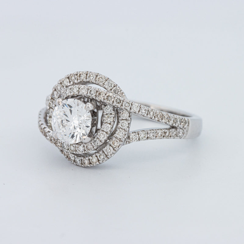 Round Cut Double Halo Pavé Solitaire (LG)