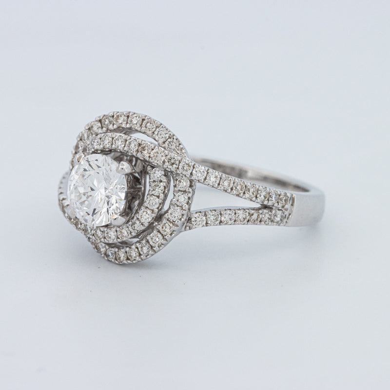 Round Cut Double Halo Pavé Solitaire (LG)