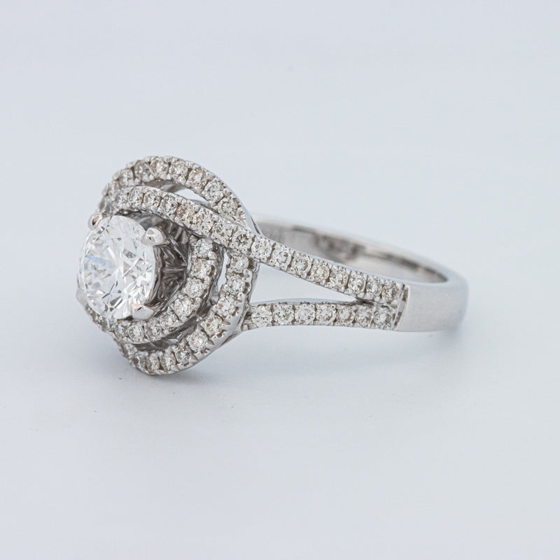 Round Cut Double Halo Pavé Solitaire (LG)