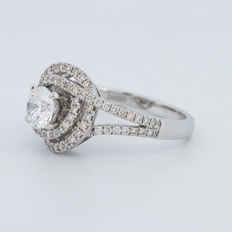 Round Cut Double Halo Pavé Solitaire (LG)