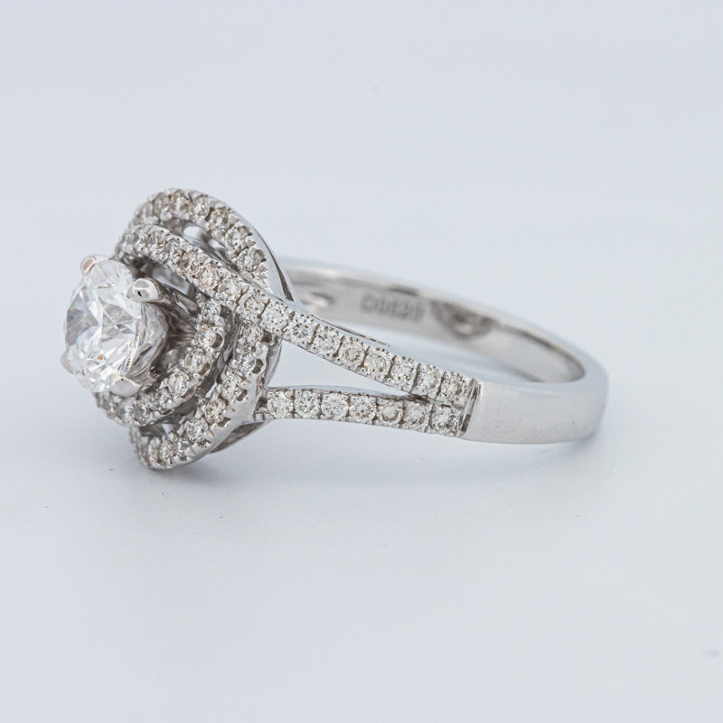 Round Cut Double Halo Pavé Solitaire (LG)