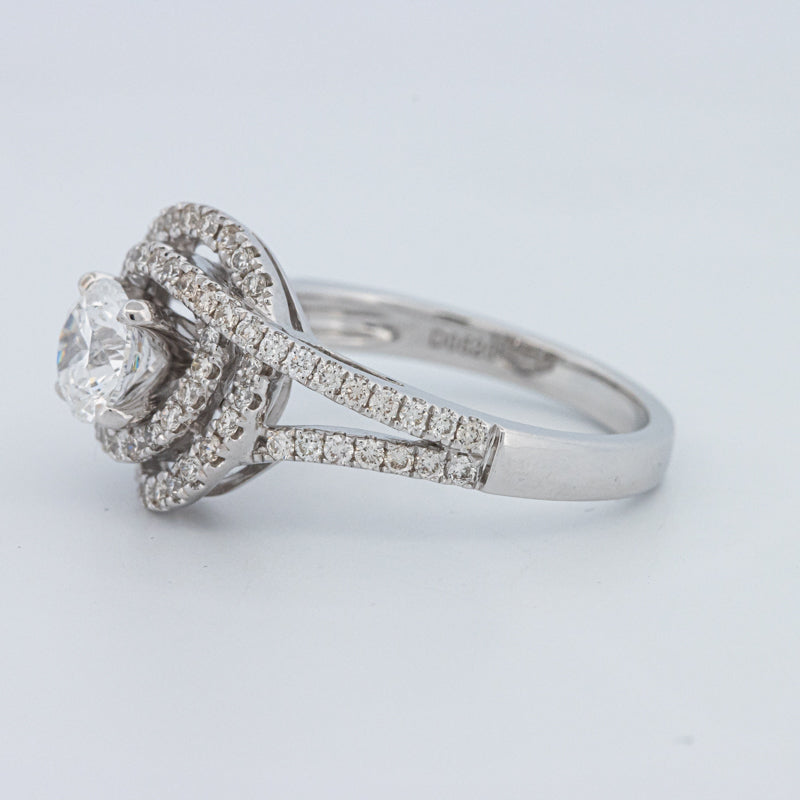 Round Cut Double Halo Pavé Solitaire (LG)