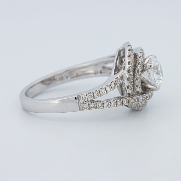 Round Cut Double Halo Pavé Solitaire (LG)