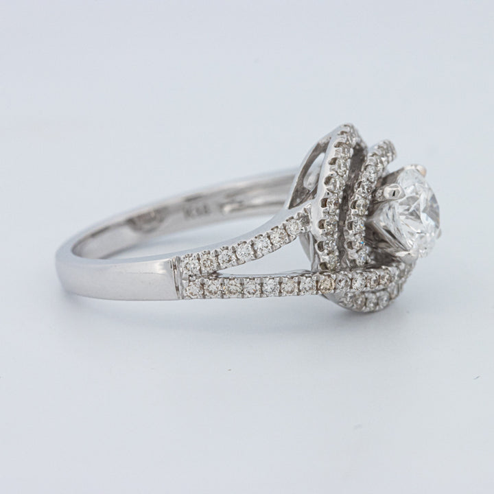 Round Cut Double Halo Pavé Solitaire (LG)