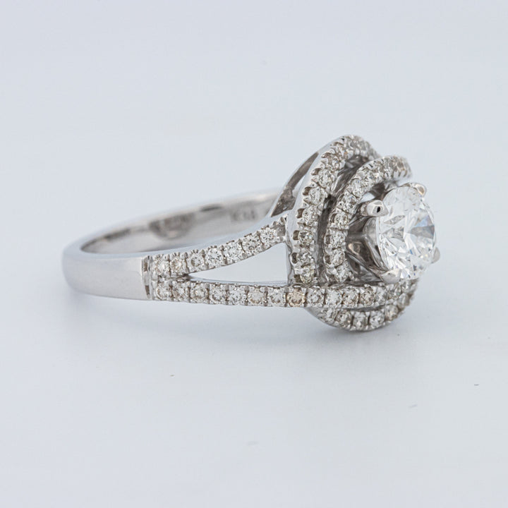 Round Cut Double Halo Pavé Solitaire (LG)