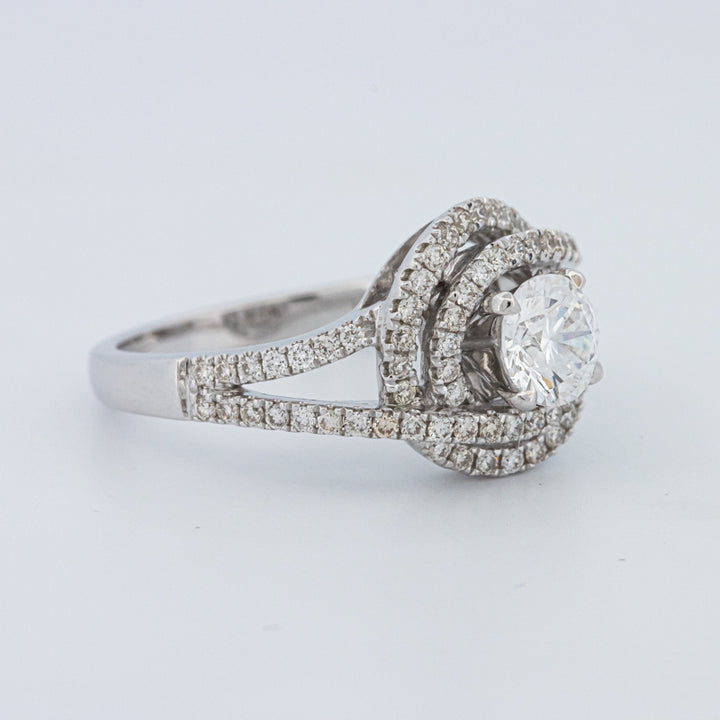 Round Cut Double Halo Pavé Solitaire (LG)