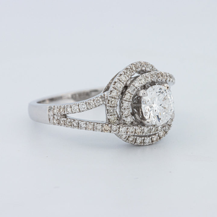 Round Cut Double Halo Pavé Solitaire (LG)