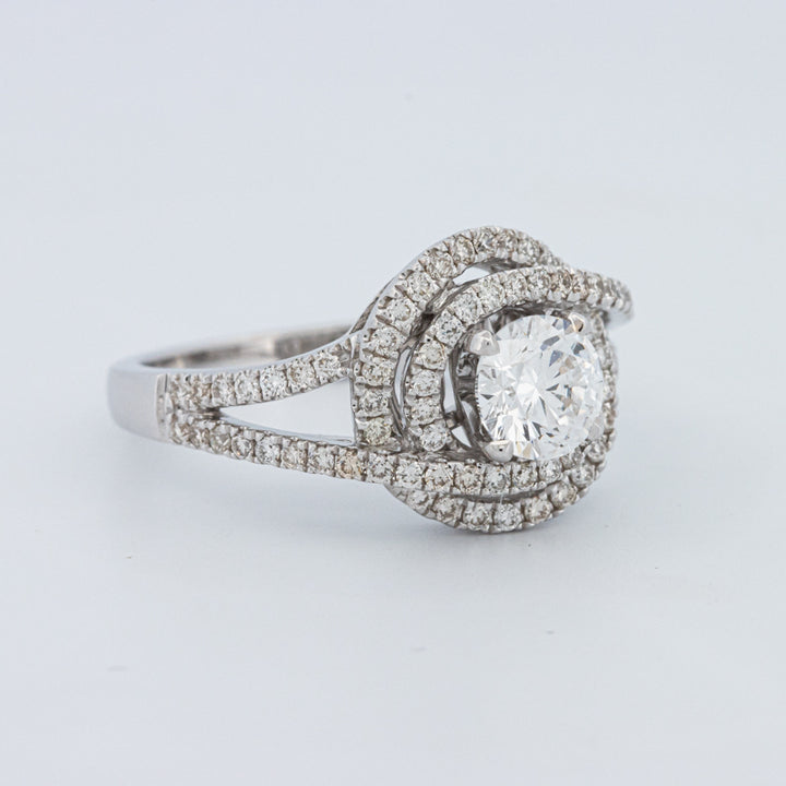 Round Cut Double Halo Pavé Solitaire (LG)