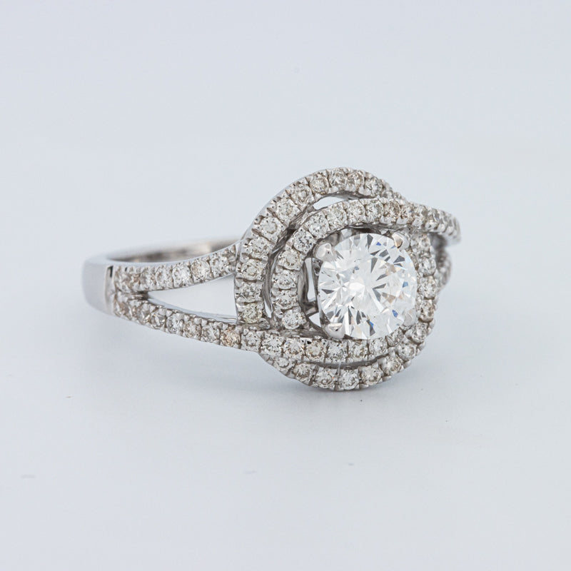 Round Cut Double Halo Pavé Solitaire (LG)