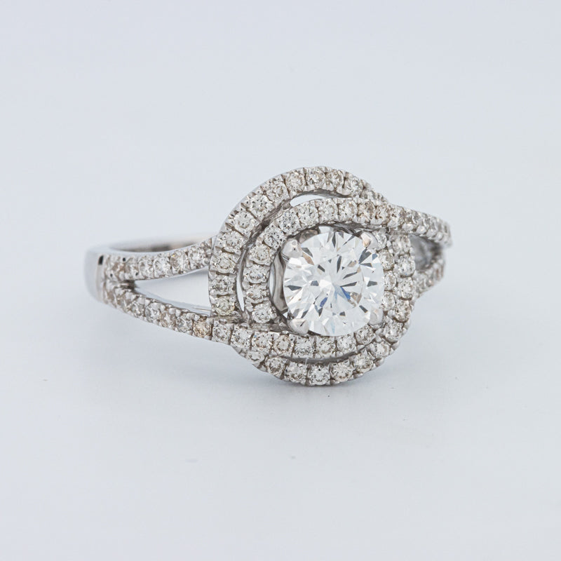 Round Cut Double Halo Pavé Solitaire (LG)