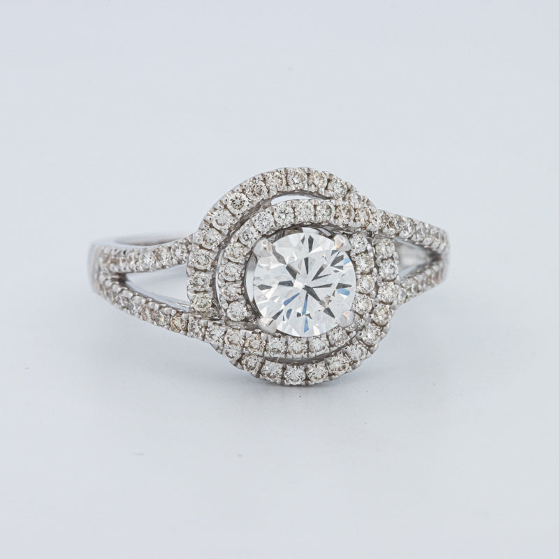 Round Cut Double Halo Pavé Solitaire (LG)