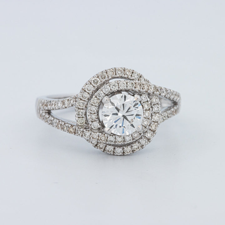 Round Cut Double Halo Pavé Solitaire (LG)