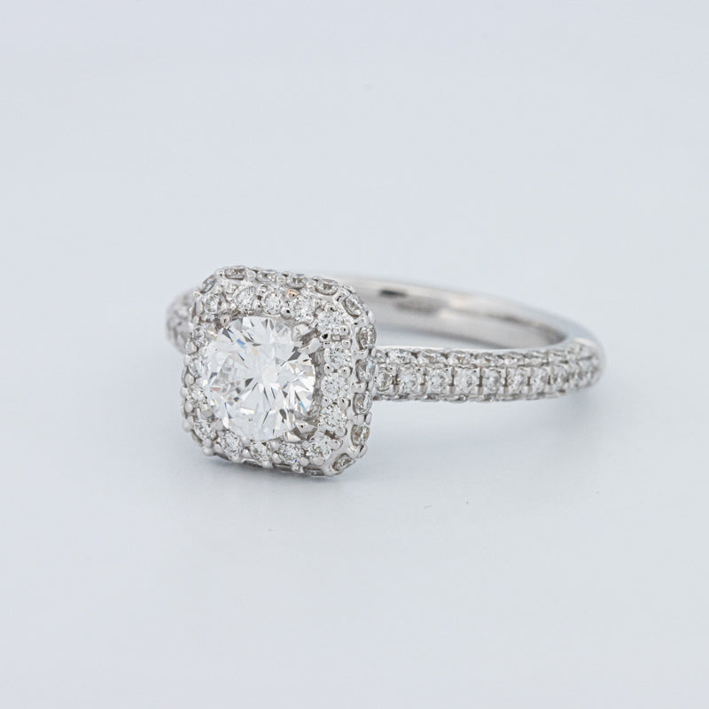 Round Cut Square Halo Pavé Solitaire (LG)