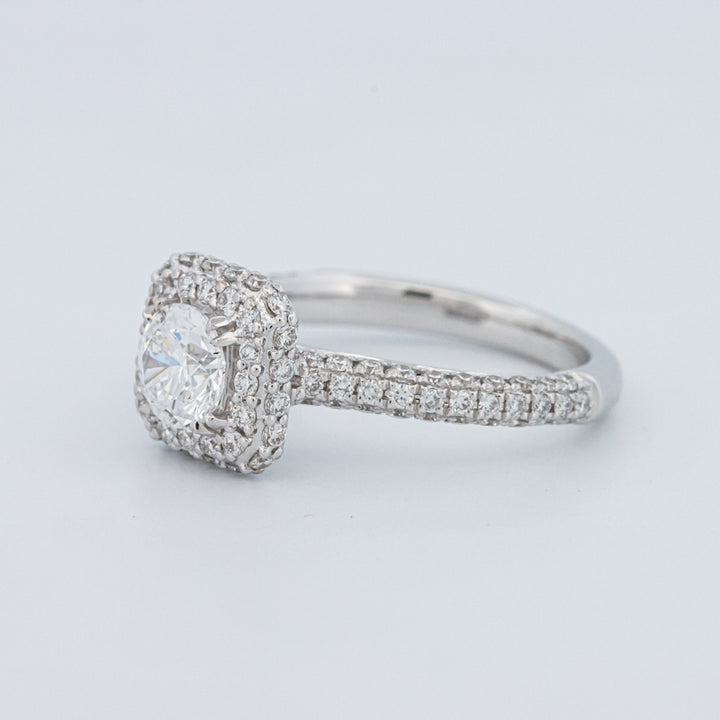 Round Cut Square Halo Pavé Solitaire (LG)