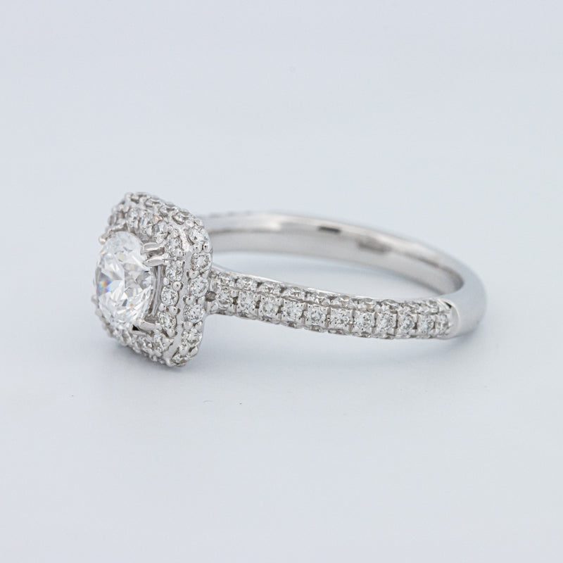 Round Cut Square Halo Pavé Solitaire (LG)