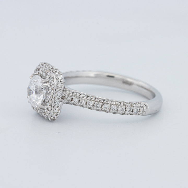 Round Cut Square Halo Pavé Solitaire (LG)