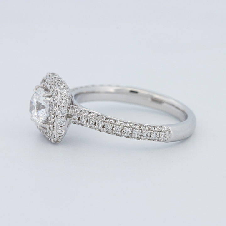 Round Cut Square Halo Pavé Solitaire (LG)